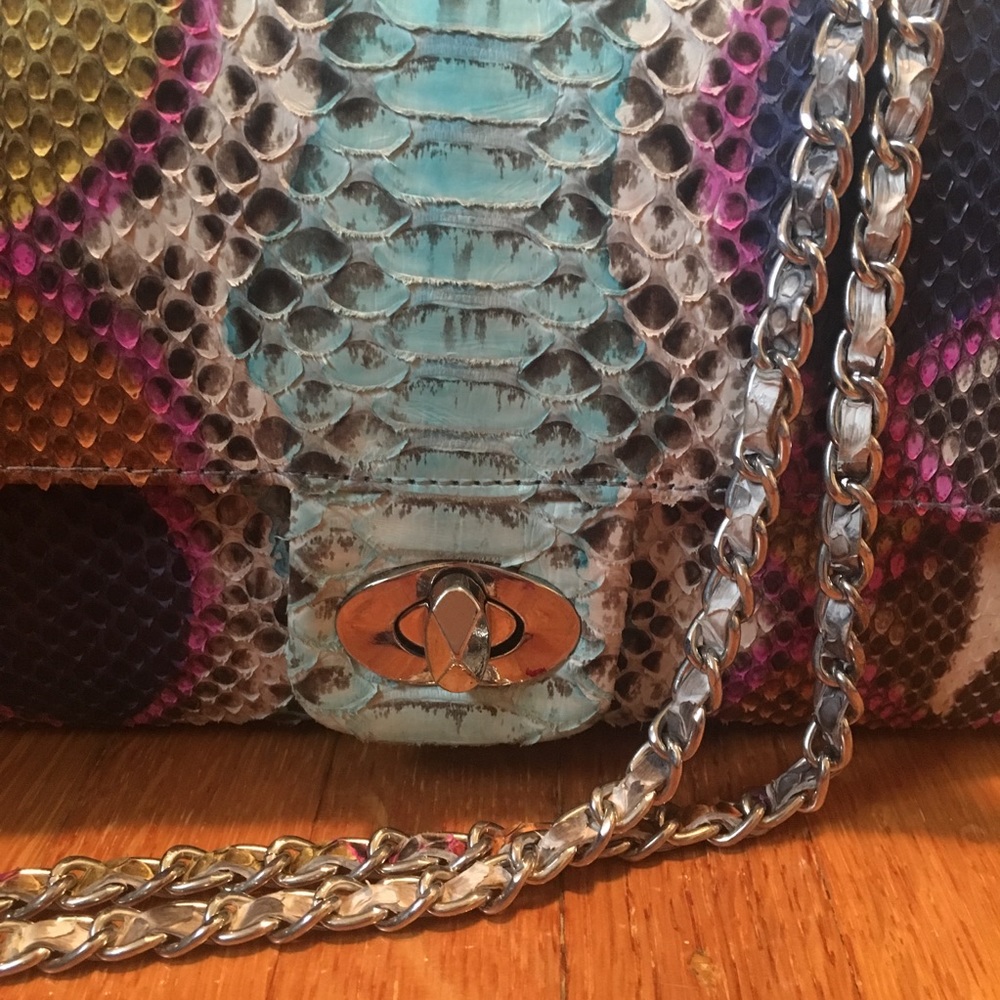 New Python Leather Multicolor Crossbody Purse - image 3